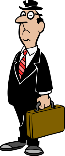 Illustration of a salesperson wearing glasses and holding a brief case
