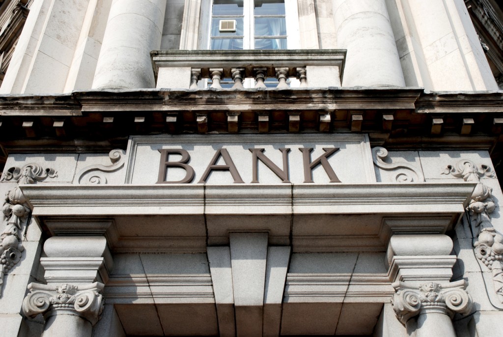 Bank sign on building